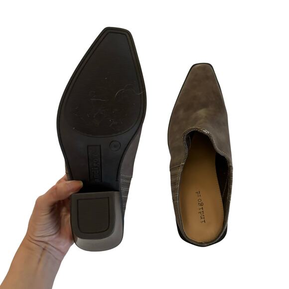 Indigo Rd Women’s Taupe Slip On Bohemian Block Heel Mules Size 7.5 - Picture 5 of 7